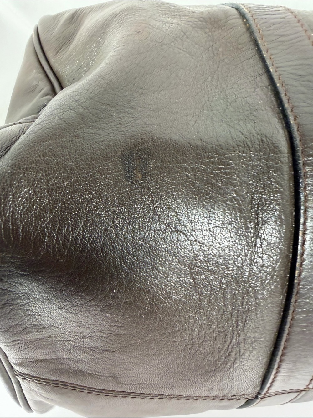 3061: Vintage Longchamp Brown Leather Boston Duffle Travel Bag - Picture 7 of 13